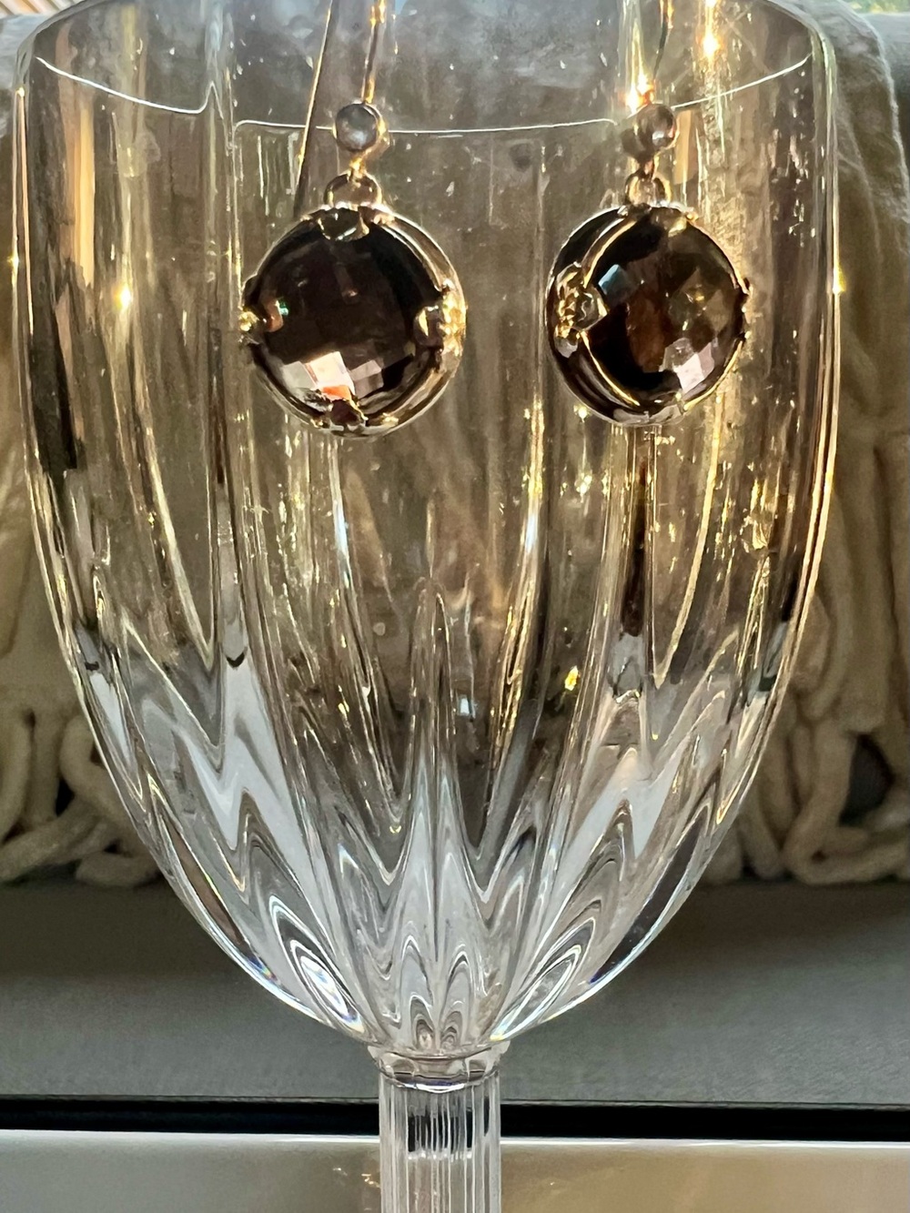 Lori Bonn 925 Smoky Quartz Faceted Dangle Earrings
